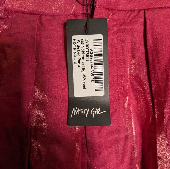 Nasty Gal Collection Size 6 Vibrant Pink Wide-Leg Pants NWT - Picture 6 of 9